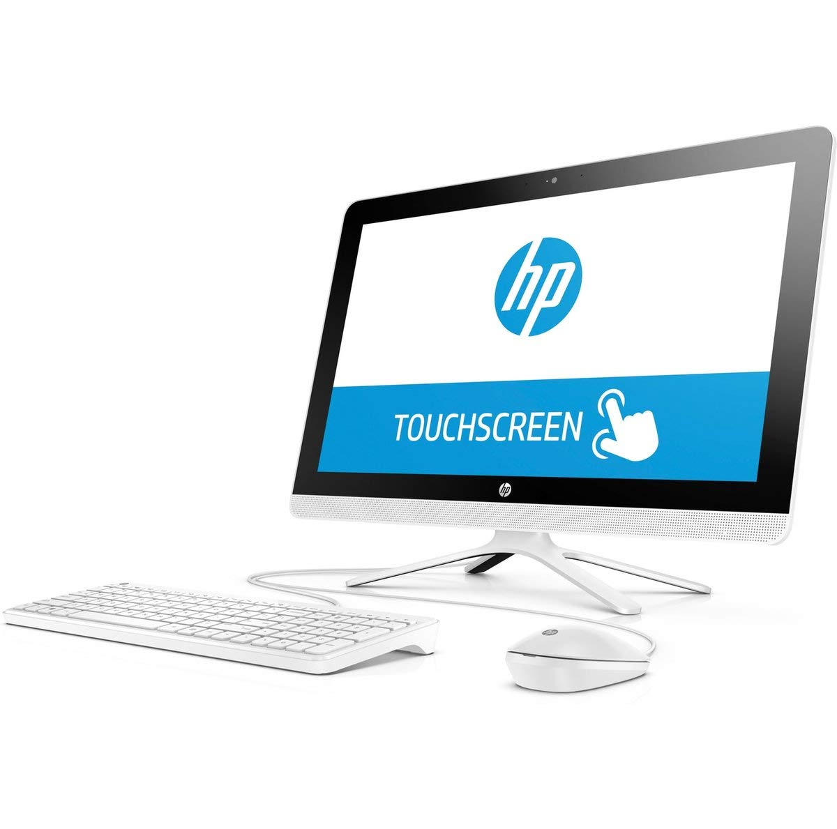 HP 2019 All in One 21.5' FHD Touchscreen High Performance Desktop PC, Intel Pentium Quad Core Processor 4GB RAM 1TB HDD HDMI DVD WiFi Bluetooth Webcam Keyboard + Mouse Windows 10, Snow White